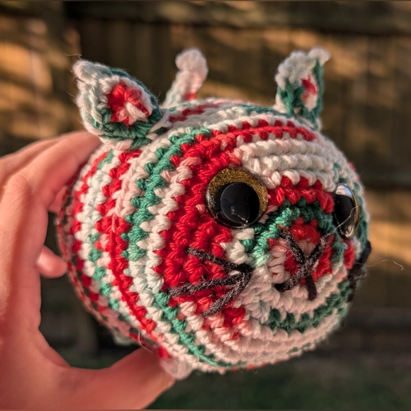 Handmade Multicolor Crochet Cat Toy - Picture 1 of 6